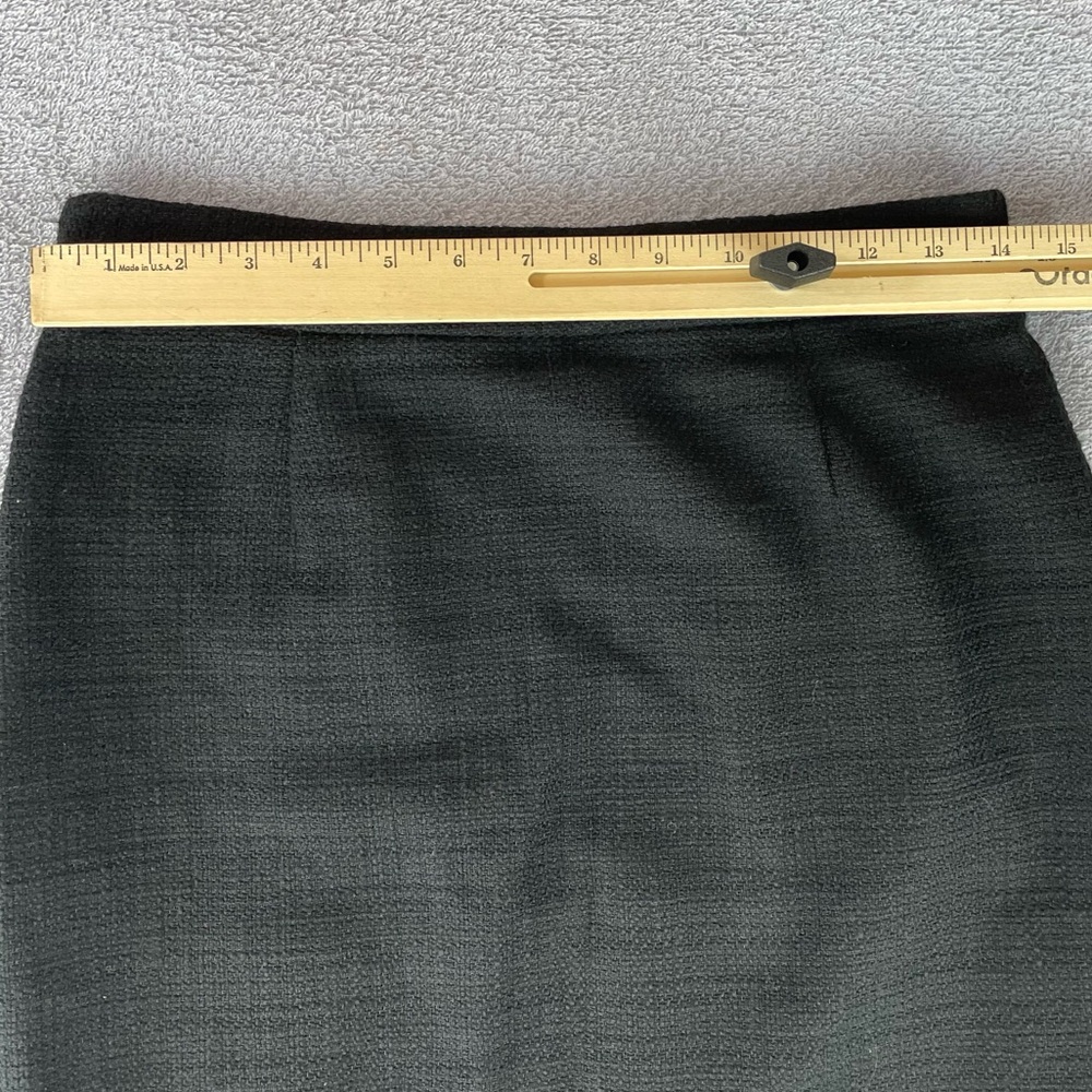 Karl Lagerfeld Fringe Mini Skirt Women's Size 2 Buckle Black Six Buttons Office - Picture 9 of 12